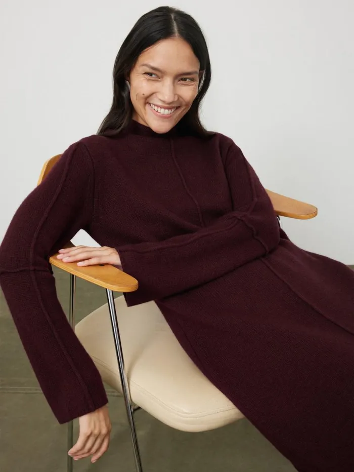 Jigsaw Wool Cashmere Blend Dress Burgundy Women Knitwear and Cashmere