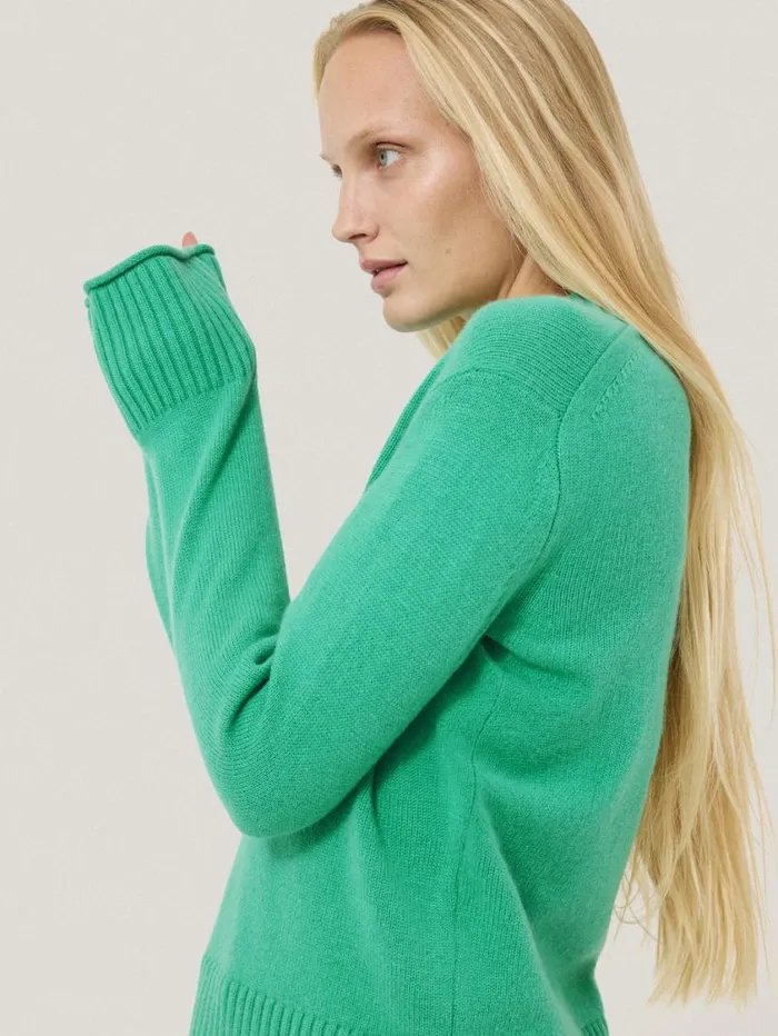 Jigsaw Wool Cashmere Blend V Neck Green Women Knitwear and Cashmere