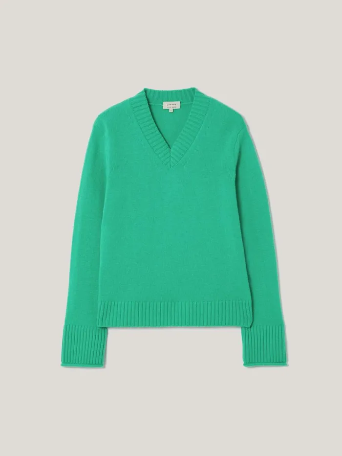 Jigsaw Wool Cashmere Blend V Neck Green Women Knitwear and Cashmere