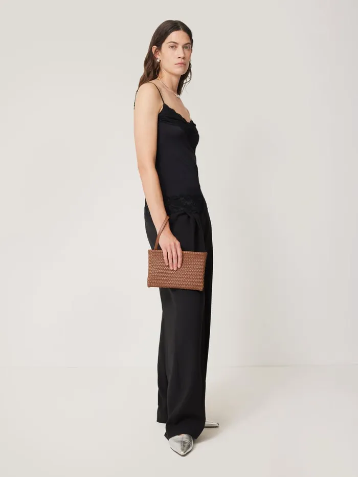 Jigsaw Woven Leather Pouch Tan Women Wallets and Card Holders