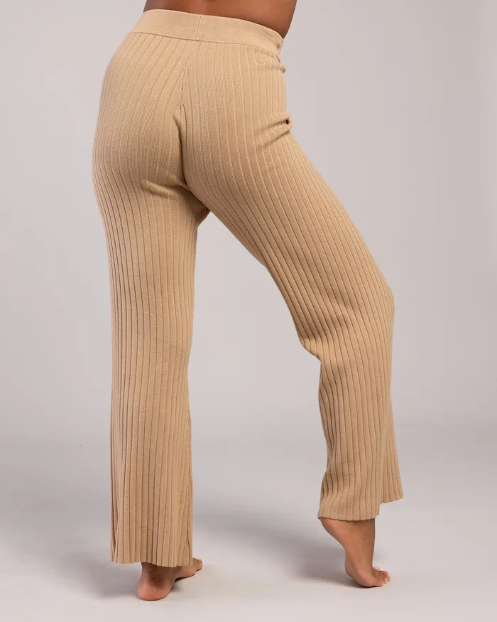 Joggers Rib Lounge Wide Leg Pant Tan Rib 8211 Bloch Adult