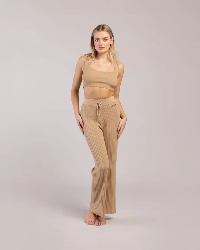 Joggers Rib Lounge Wide Leg Pant Tan Rib 8211 Bloch Adult