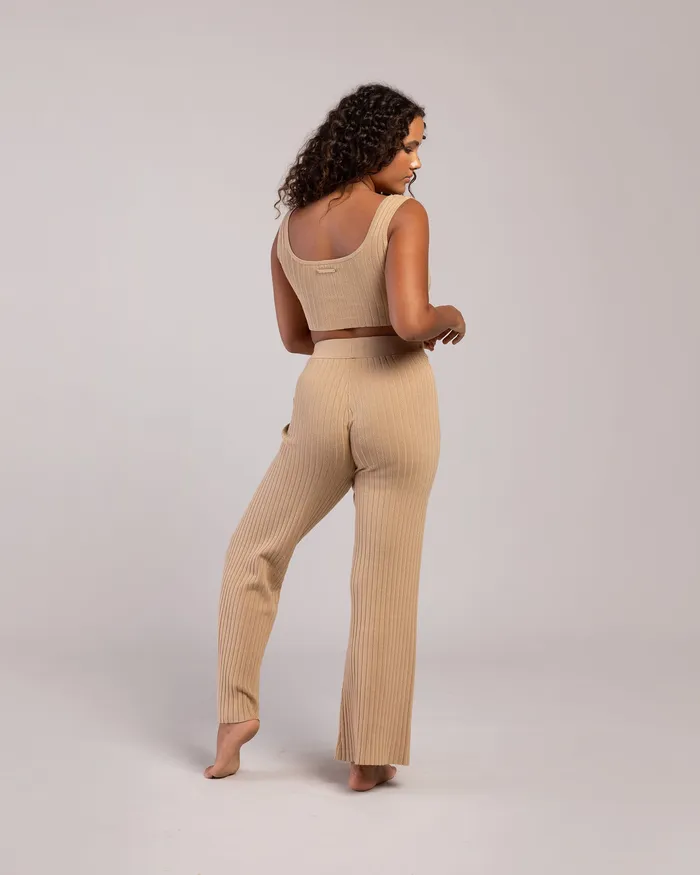 Joggers Rib Lounge Wide Leg Pant Tan Rib 8211 Bloch Adult