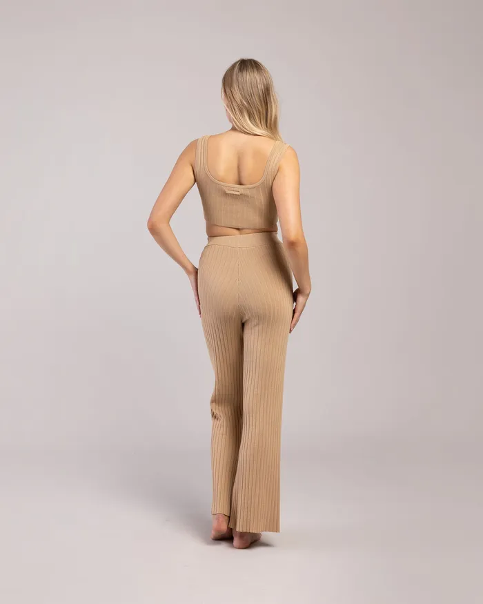 Joggers Rib Lounge Wide Leg Pant Tan Rib 8211 Bloch Adult