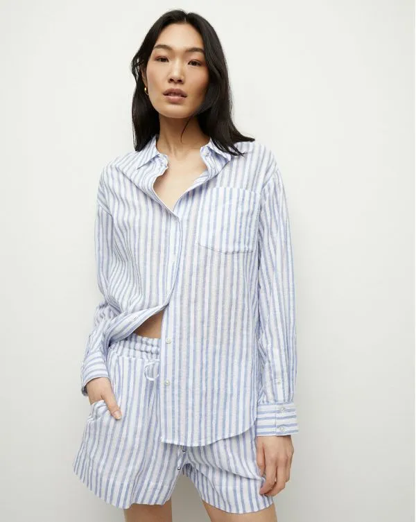 Keiko ButtonDown Shirt Blueandwhite Women Veronica Beard Tops
