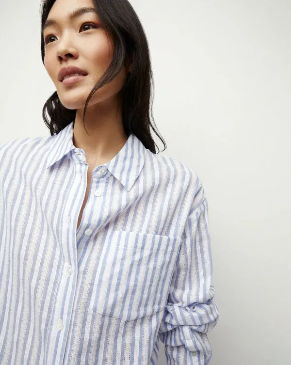 Keiko ButtonDown Shirt Blueandwhite Women Veronica Beard Tops