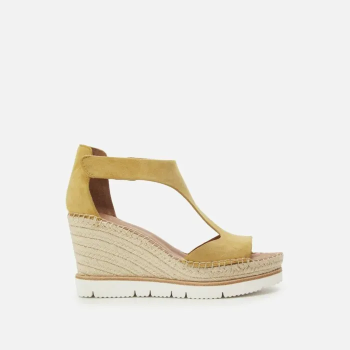 Kenneth Cole Elyssa Easy TStrap Suede Wedge Sandal Yellow Women Gentle Souls