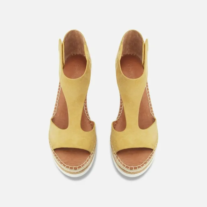 Kenneth Cole Elyssa Easy TStrap Suede Wedge Sandal Yellow Women Gentle Souls