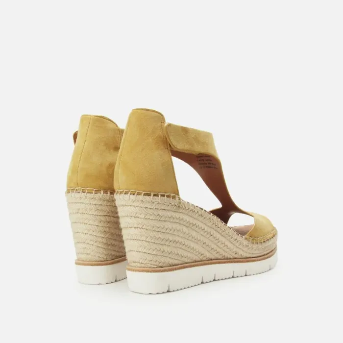 Kenneth Cole Elyssa Easy TStrap Suede Wedge Sandal Yellow Women Gentle Souls