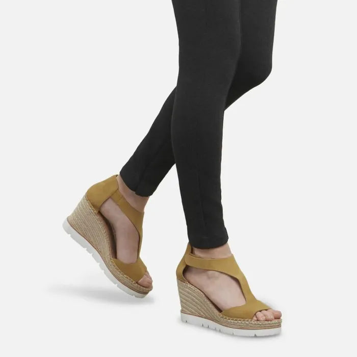 Kenneth Cole Elyssa Easy TStrap Suede Wedge Sandal Yellow Women Gentle Souls