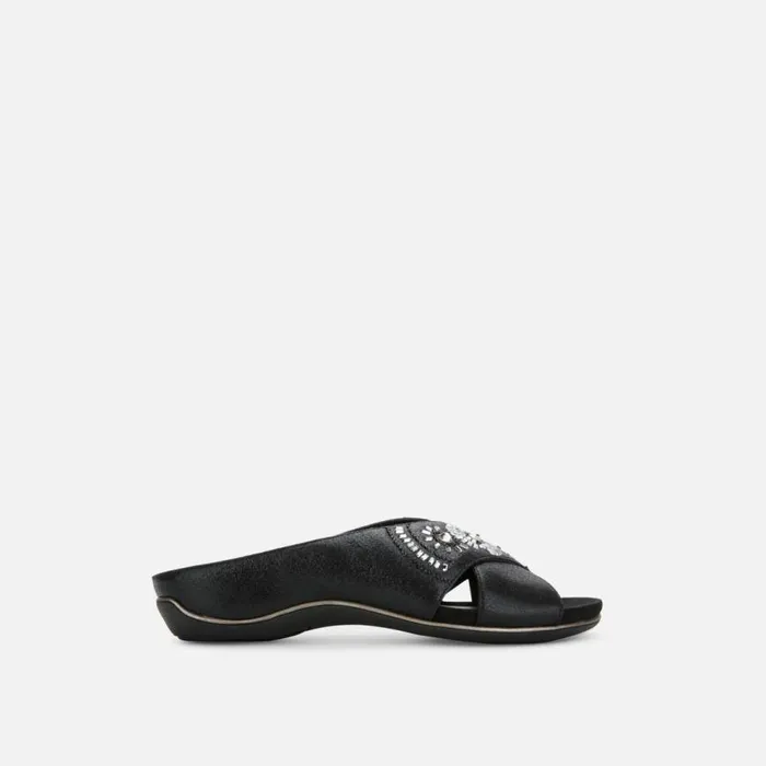 Kenneth Cole Glam Jewel X Band Slide Black Women Sandals