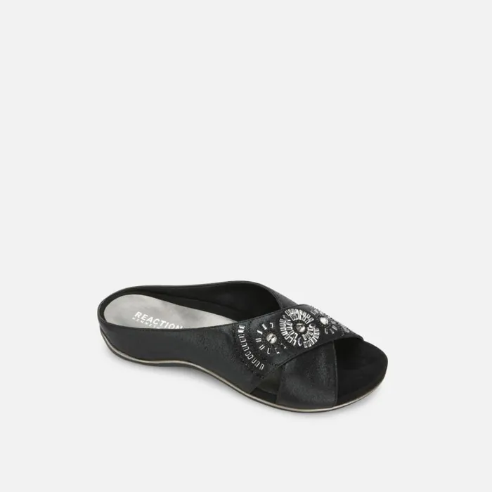 Kenneth Cole Glam Jewel X Band Slide Black Women Sandals