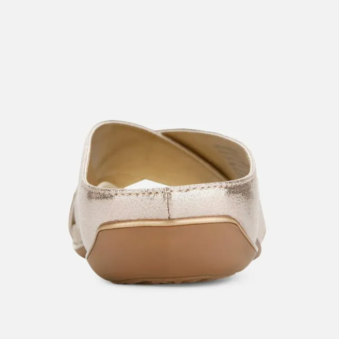 Kenneth Cole Glam Metallic X Band Slide Soft Gold Women Sandals