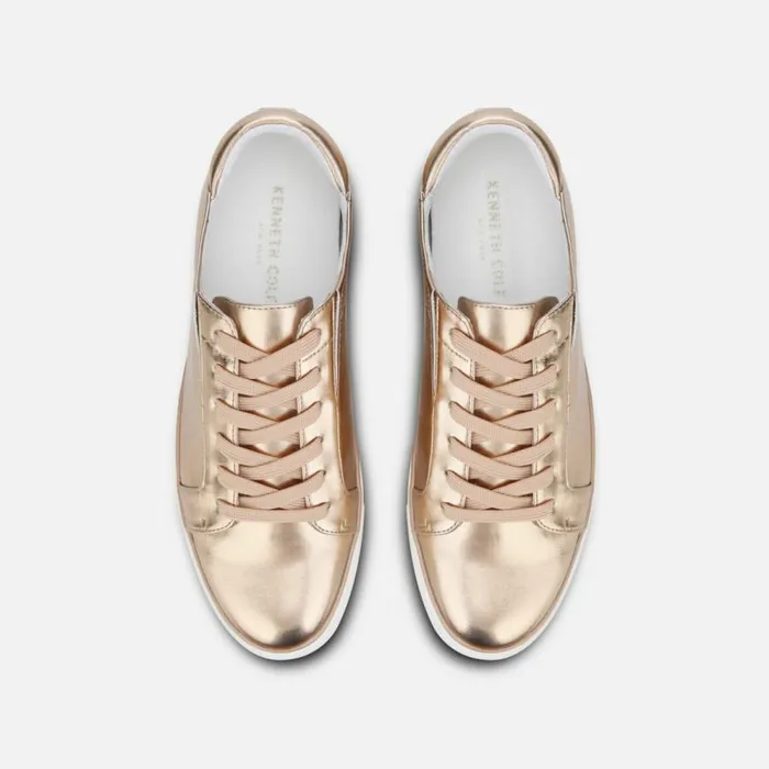Kenneth Cole Kam Stripe Metallic Sneaker Rose Gold Women Sneakers