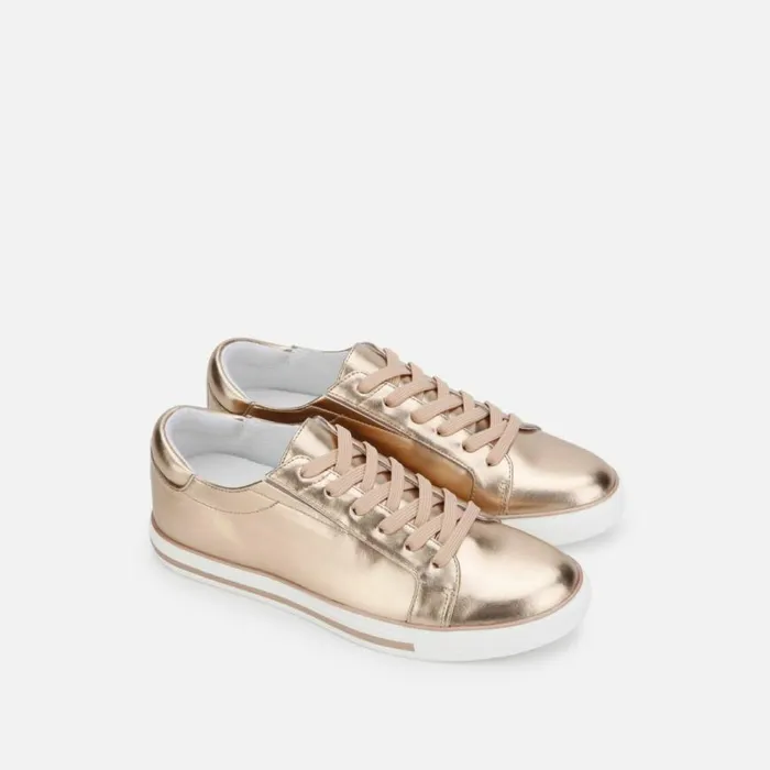 Kenneth Cole Kam Stripe Metallic Sneaker Rose Gold Women Sneakers