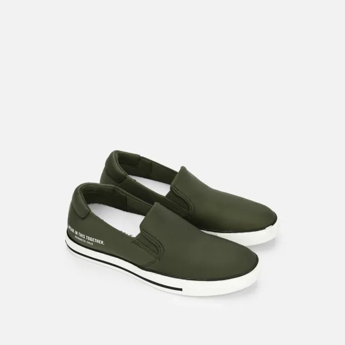 Kenneth Cole Kam Stripe Slip On Witt Olive Women Sneakers