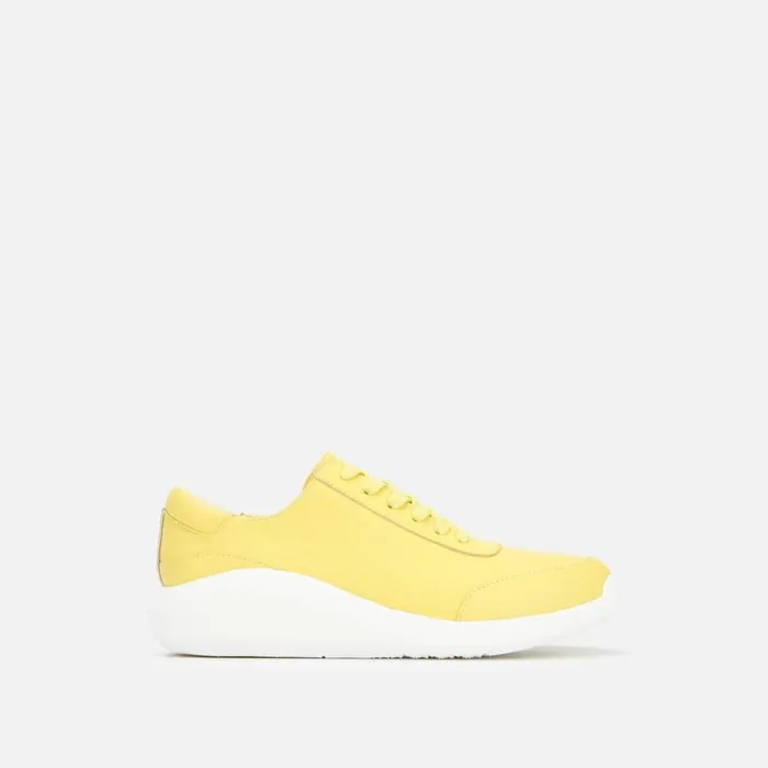 Kenneth Cole Mello Neon Leather Platform Sneaker Mello Yellow Women Sneakers