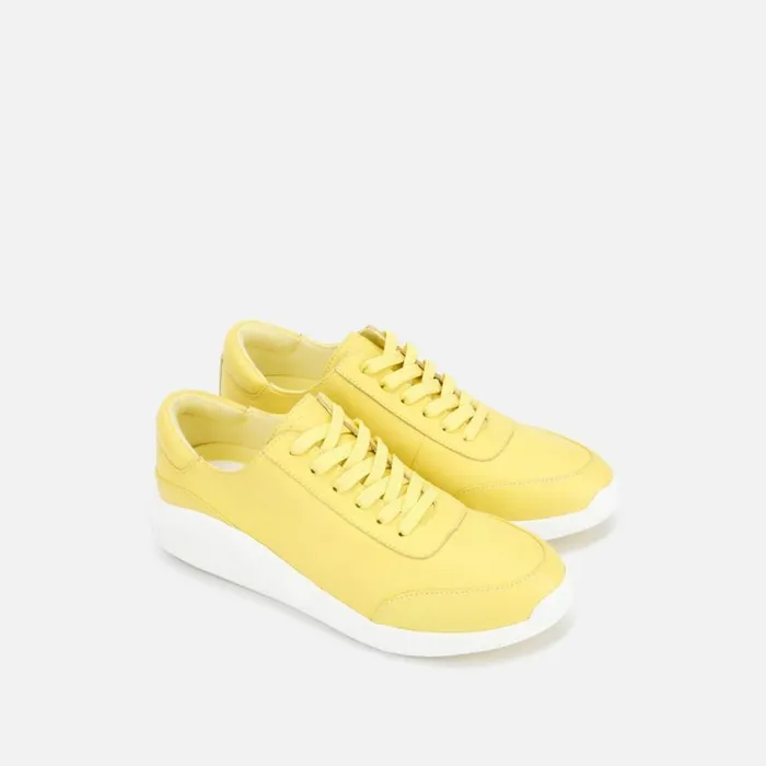Kenneth Cole Mello Neon Leather Platform Sneaker Mello Yellow Women Sneakers