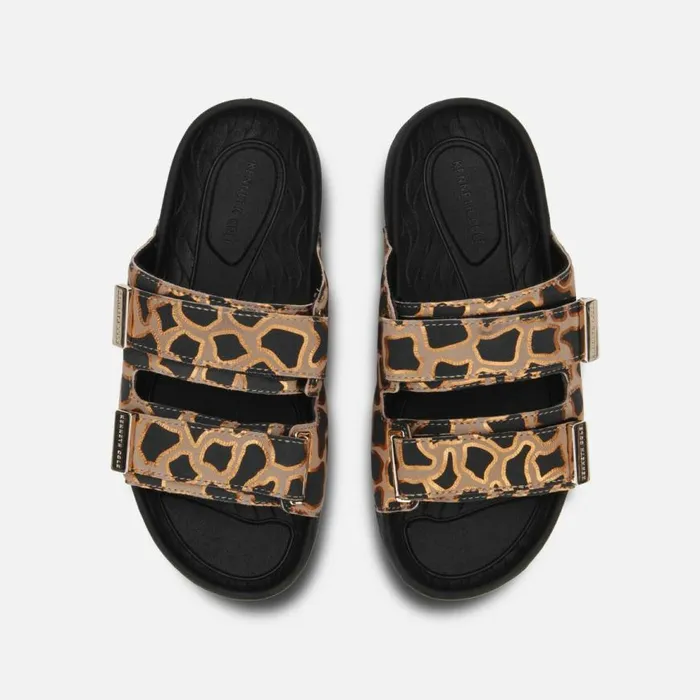 Kenneth Cole Nova Animal TwoBand Slide Sandal Naturalblack Women Sandals