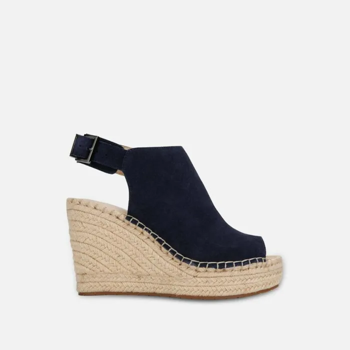 Kenneth Cole Olivia Suede Espadrille Wedge Navy Women Sandals