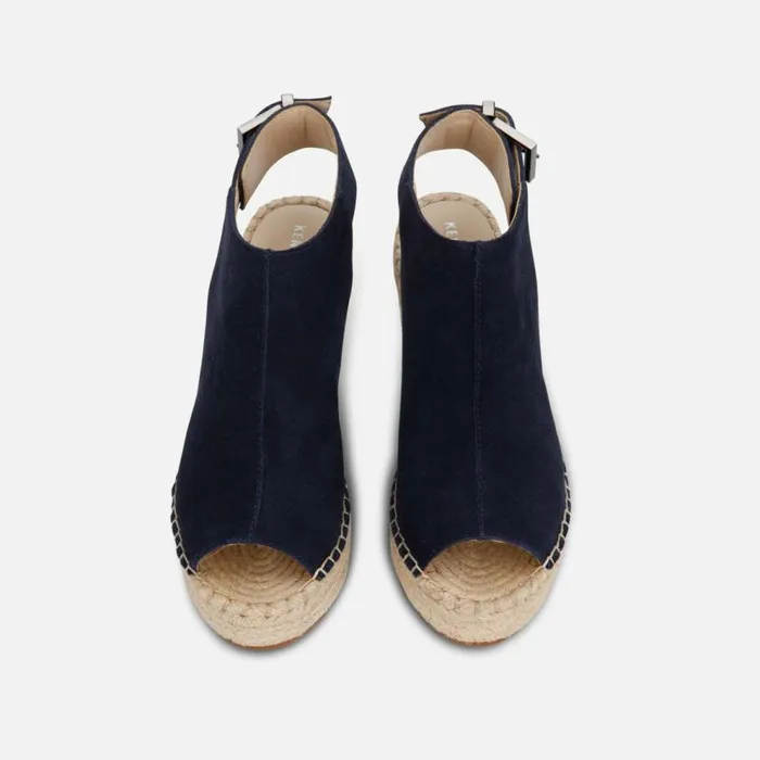 Kenneth Cole Olivia Suede Espadrille Wedge Navy Women Sandals