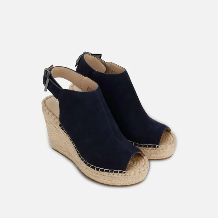 Kenneth Cole Olivia Suede Espadrille Wedge Navy Women Sandals