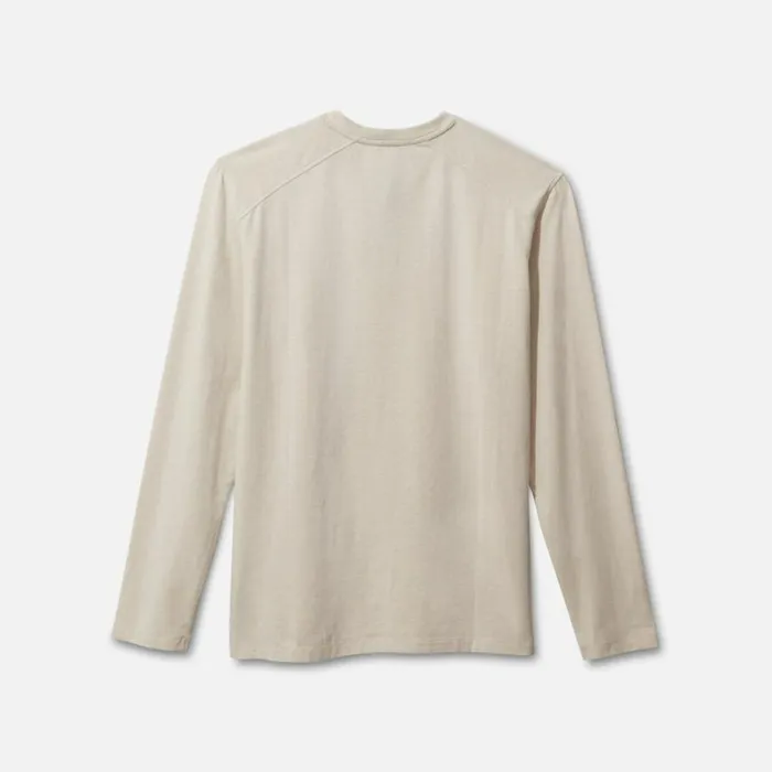 Kenneth Cole Organic Cotton Blend Long Sleeved Henley Tee Cream Melange Men TShirts Polos