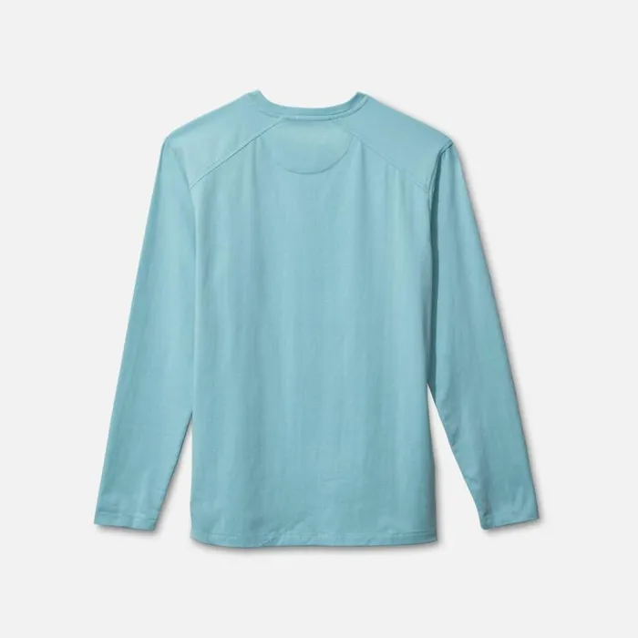 Kenneth Cole Organic Cotton Blend Long Sleeved Henley Tee Turq Melange Men TShirts Polos