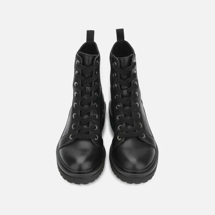 Kenneth Cole Rhode Leather Light Combat Boot With Polar Grip Black Women Boots Booties