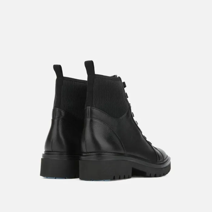 Kenneth Cole Rhode Leather Light Combat Boot With Polar Grip Black Women Boots Booties