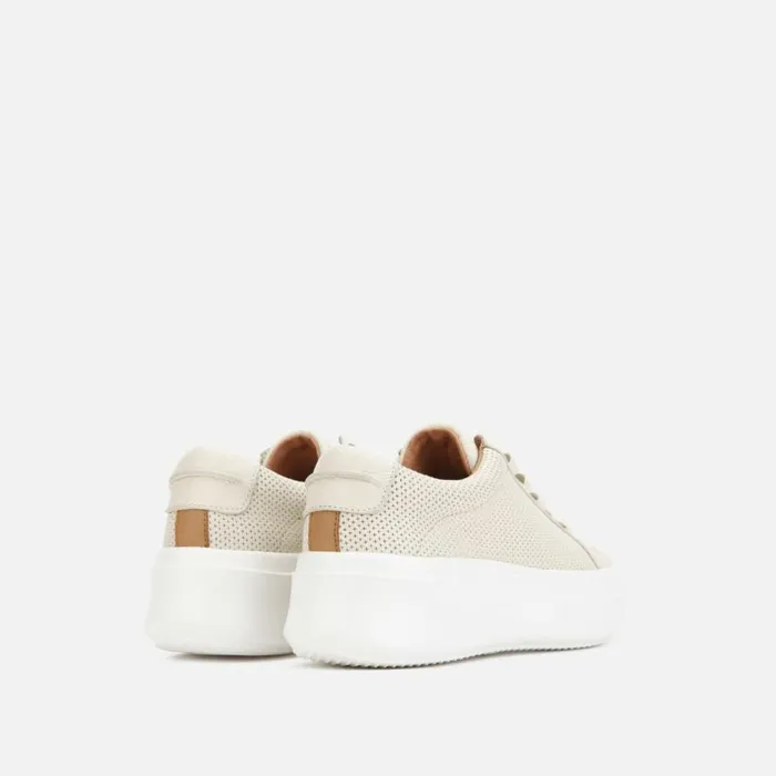 Kenneth Cole Rosette Leather Platform Sneaker Stone Women Sneakers