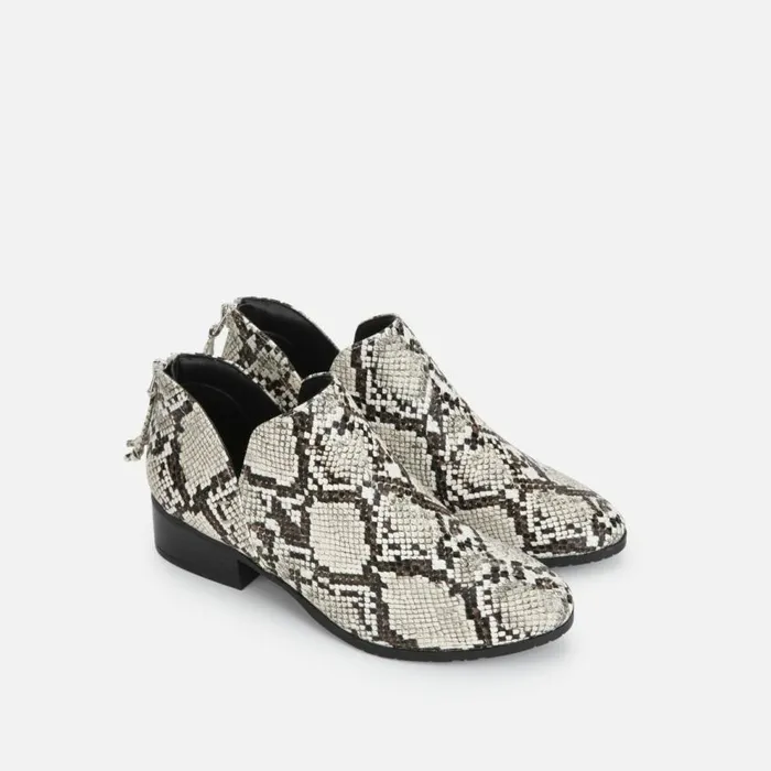 Kenneth Cole Side Skip Snake Print Ankle Bootie Blackwhite Women Boots Booties