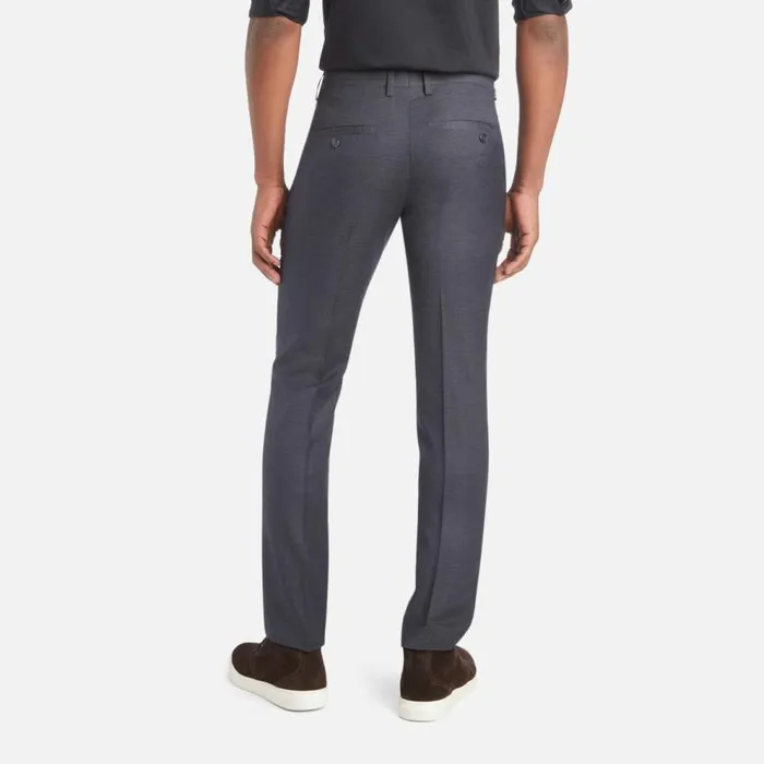 Kenneth Cole Stretch Micro Houndstooth Slim Fit Flex Waistband Flat Front Dress Pant Dark Blue Men Bottoms