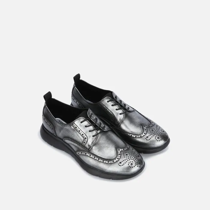 Kenneth Cole Trent Brogue Oxford With Flex Silver Men Oxfords