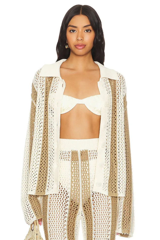 Kerim Stripe Top Ivory and Beige Stripe Women Lovers and Friends Tops