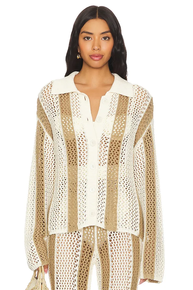 Kerim Stripe Top Ivory and Beige Stripe Women Lovers and Friends Tops