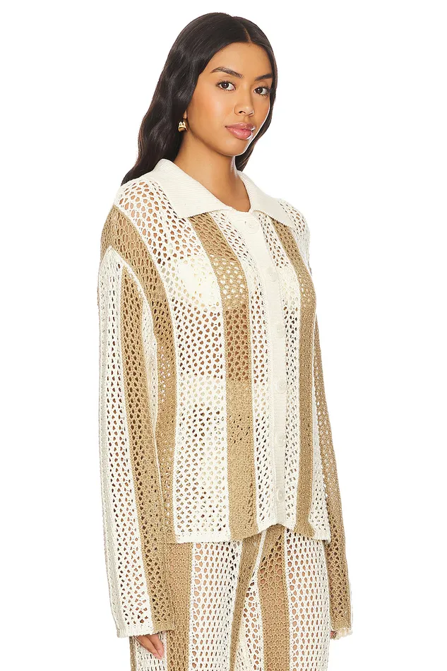 Kerim Stripe Top Ivory and Beige Stripe Women Lovers and Friends Tops