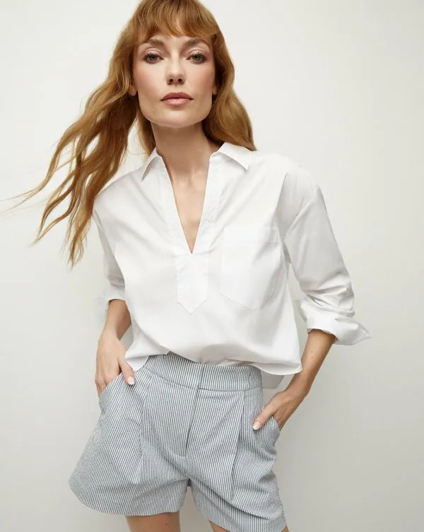 Khai Poplin Top White Women Veronica Beard Tops