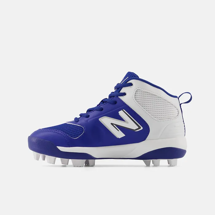 Kids New Balance 3000 v6 Rubber Molded Blue with White Cleats