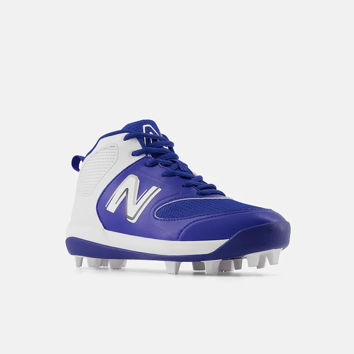 Kids New Balance 3000 v6 Rubber Molded Blue with White Cleats