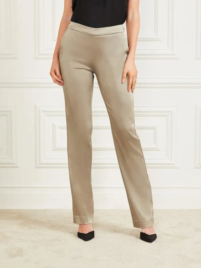 Kim Satin Pant Natural Siena Bottoms GUESS Women Kim Satin Pant Natural Siena Bottoms GUESS Women