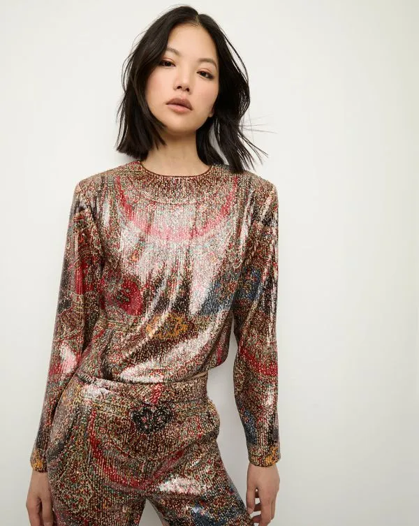 Kippa Sequin Top Red Multi Women Veronica Beard Tops