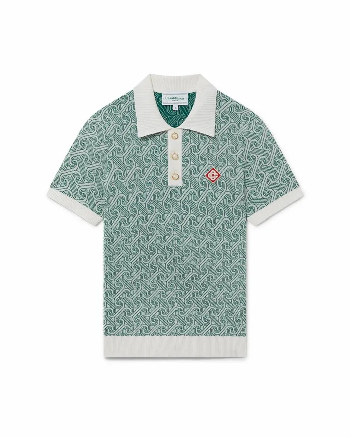Knitwear Men Casablanca Paris Column Jacquard Monogram Polo Shirt