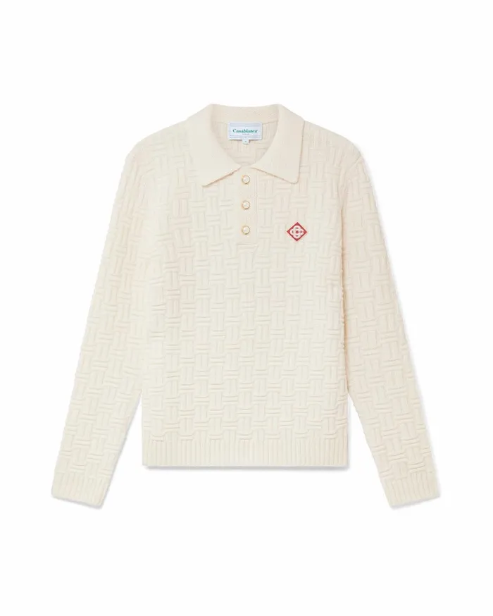 Knitwear Men Casablanca Paris Column Knit Polo Shirt