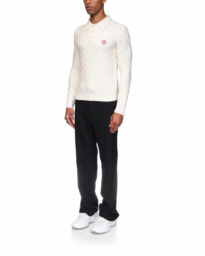 Knitwear Men Casablanca Paris Column Knit Polo Shirt