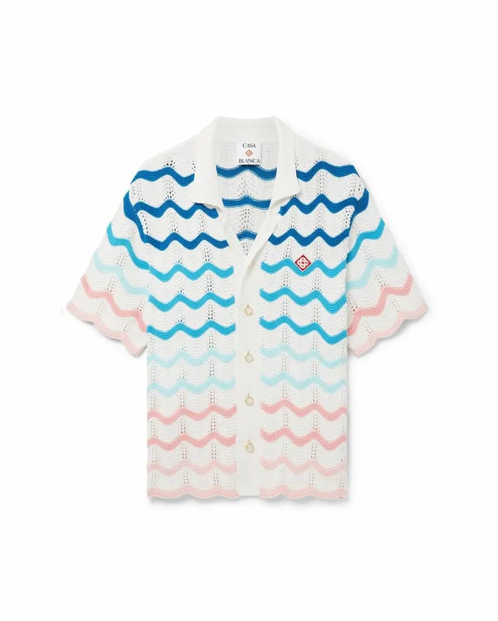 Knitwear Men Casablanca Paris Gradient Wave Crochet Shirt