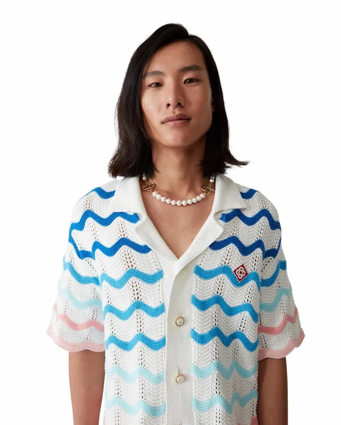 Knitwear Men Casablanca Paris Gradient Wave Crochet Shirt