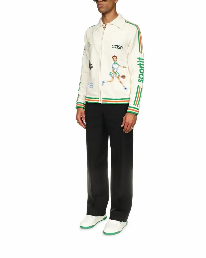 Knitwear Men Casablanca Paris Le Jeu Intarsia Knit Jacket Knitwear Men Casablanca Paris Le Jeu Intarsia Knit Jacket