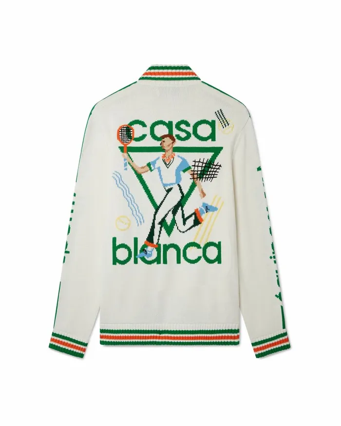 Knitwear Men Casablanca Paris Le Jeu Intarsia Knit Jacket Knitwear Men Casablanca Paris Le Jeu Intarsia Knit Jacket