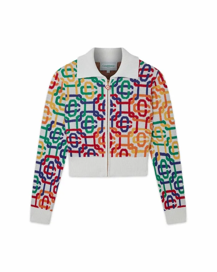 Knitwear Women Casablanca Paris Rainbow Monogram Cropped Zip Up Jumper